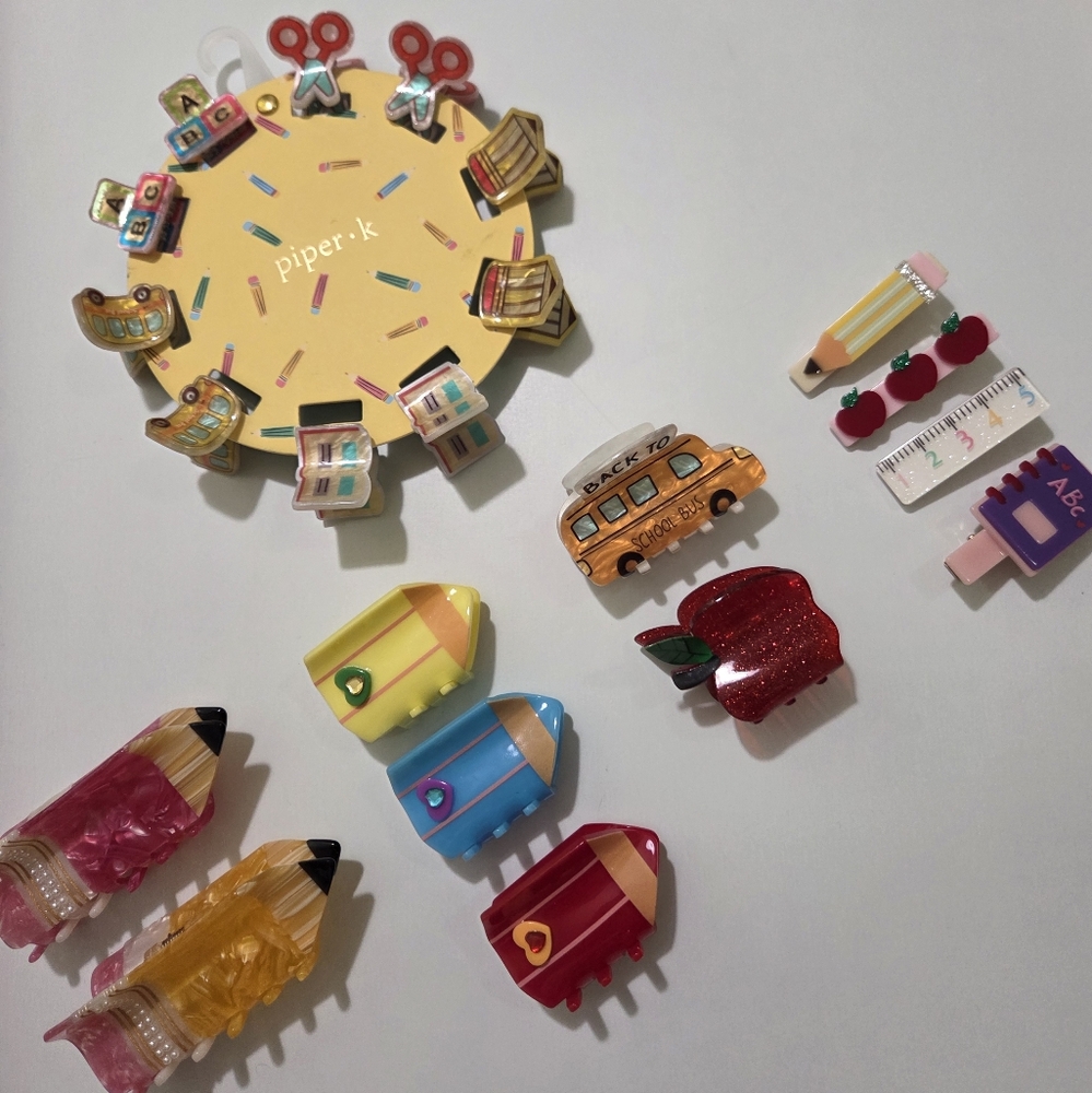 Piper K Cute School-Themed Hair Clips set of 5